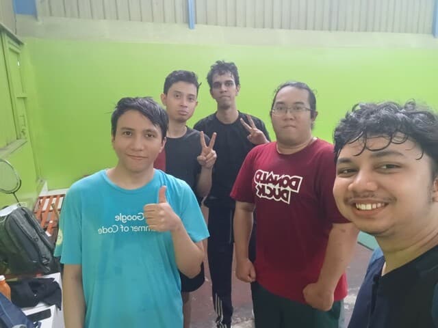 My friends and I after we played some badminton!